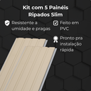 Ver imagem 4 de Kit 5 Painéis Ripados Slim Pvc 20x300cm Revestimento