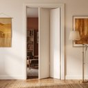 Ver imagem 1 de Porta Camarão Lisa Sarrafeada Branca 80x210cm + Kit Ferragem