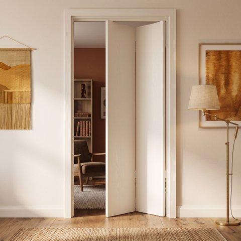 Porta Camarão Lisa Sarrafeada Branca 80x210cm + Kit Ferragem