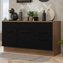 Ver imagem 1 de Balcão Gabinete de Pia Cozinha 150 cm 2 Gavetas 2 Portas (Com Tampo) Rustic/Preto Agata Madesa