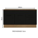Ver imagem 4 de Balcão Gabinete de Pia Cozinha 150 cm 2 Gavetas 2 Portas (Com Tampo) Rustic/Preto Agata Madesa