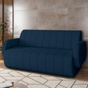 Ver imagem 2 de Sofá 3 Lugares Sala Living Orgânico 188cm Fávara K01 Veludo Azul Marinho - Lyam Decor