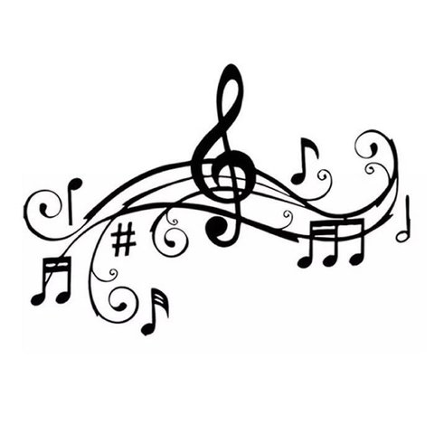 Adesivo Decorativo Notas Musicais Parede Quarto Sala Clave:preto