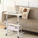 Ver imagem 2 de Mesa Notebook Ajustavel 2 Prateleiras Escrivaninha Mesinha Rodinhas Multiuso Estudos Home Office Mar