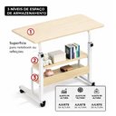 Ver imagem 3 de Mesa Notebook Ajustavel 2 Prateleiras Escrivaninha Mesinha Rodinhas Multiuso Estudos Home Office Mar
