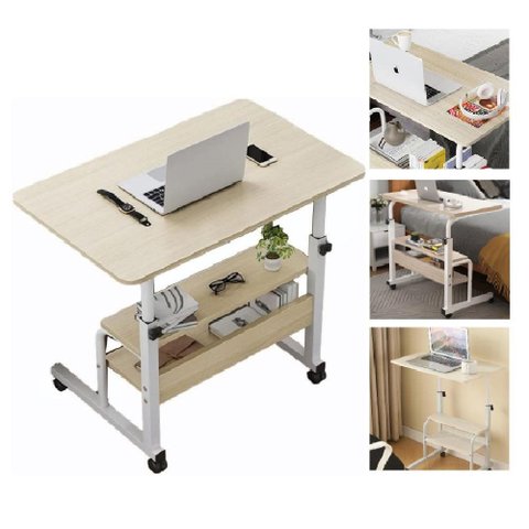 Mesa Notebook Ajustavel 2 Prateleiras Escrivaninha Mesinha Rodinhas Multiuso Estudos Home Office Mar