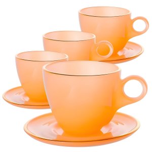Jogo 4 Xícaras Café com Pires Cristal Matte 170ml Hauskraft