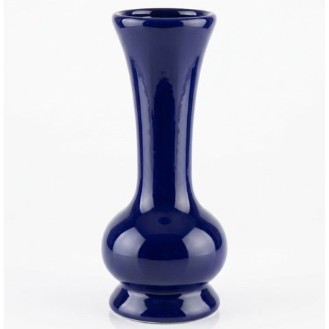 Vaso Solitário Bojudo em Cerâmica Artesanal Decorativa 17,5cm:Azul
