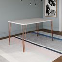 Ver imagem 1 de Mesa de Jantar Elen 140x80cm Tampo Branco com Base Cobre