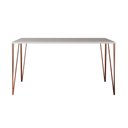 Ver imagem 3 de Mesa de Jantar Elen 140x80cm Tampo Branco com Base Cobre