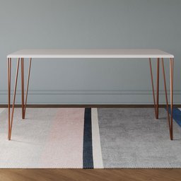 Mesa de Jantar Elen 140x80cm Tampo Branco com Base Cobre - 2