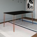 Ver imagem 1 de Mesa de Jantar Elen 140x80cm Tampo Preto com Base Cobre