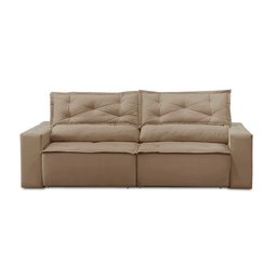 Sofá Retrátil e Reclinável 2 lugares com Molas 1,50m Livia Suede Cappuccino Adonai Estofados - 4