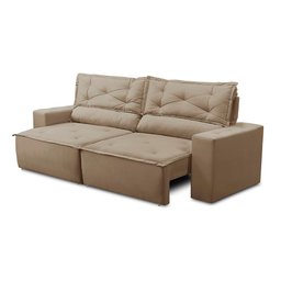 Sofá Retrátil e Reclinável 2 lugares com Molas 1,50m Livia Suede Cappuccino Adonai Estofados - 6