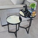 Ver imagem 3 de Kit 2 Mesas Lateral com Espelho - Mesinha de Apoio Preto