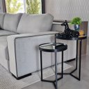 Ver imagem 1 de Kit 2 Mesas Lateral com Espelho - Mesinha de Apoio Preto