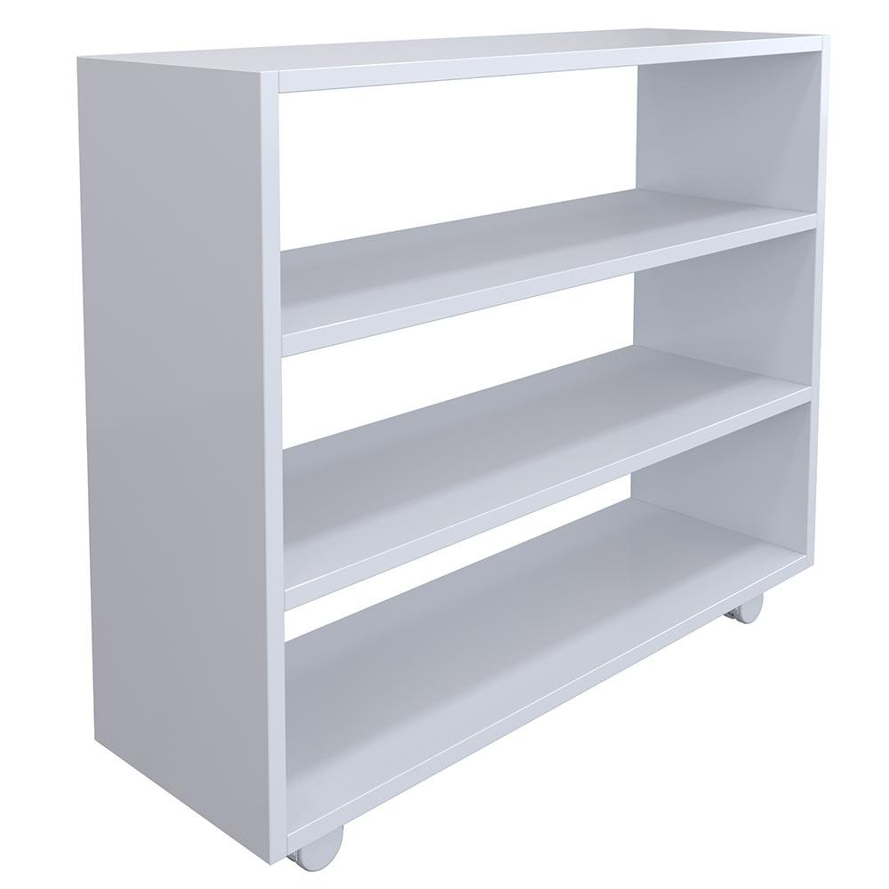 Sapateira Multiuso Organizador Com 03 Prateleiras E Rodízio Pérola L03 Branco - Lyam Decor - 1