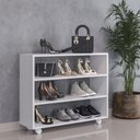 Ver imagem 2 de Sapateira Multiuso Organizador Com 03 Prateleiras E Rodízio Pérola L03 Branco - Lyam Decor