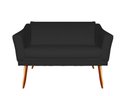Ver imagem 1 de Namoradeira Decorativa Agatha Suede Preto 2 Lugares Pés Madeira Ms Decor