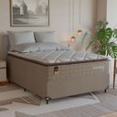 Ver imagem 1 de Cama Box Casal + Colchão Comfort Class Pillow Top 138x188 Bege/suede Bege
