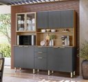 Ver imagem 1 de Cozinha Compacta Amora 8 Pts 2vidros Incolor e 2 Gavetas - Amêndola Touch/ Grafito Prime Tx Demóbile