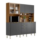 Ver imagem 2 de Cozinha Compacta Amora 8 Pts 2vidros Incolor e 2 Gavetas - Amêndola Touch/ Grafito Prime Tx Demóbile
