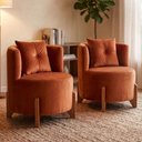 Ver imagem 1 de Kit 2 Poltronas Orgânica Curva Luna Veludo Terracota - Montanaris Decor