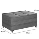 Ver imagem 2 de Puff Cama Dobrável Com Rodízios Cinza
