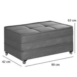 Puff Cama Dobrável Com Rodízios Cinza - 2 Puff Cama Dobrável Com Rodízios Cinza - 2