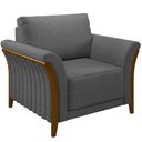 Ver imagem 4 de Kit Sofá 3 Lugares Sala Estar 222 com Poltrona Stefan Pés Madeira M03 Linho Chumbo - Lyam Decor