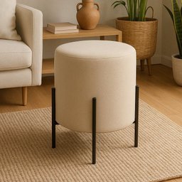 Puff Orgânico Boucle Thor com Pés de Ferro Preto - 7 Decor Preto - 2