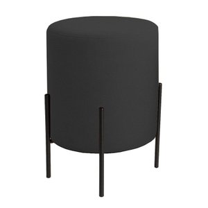 Puff Orgânico Boucle Thor com Pés de Ferro Preto - 7 Decor Preto