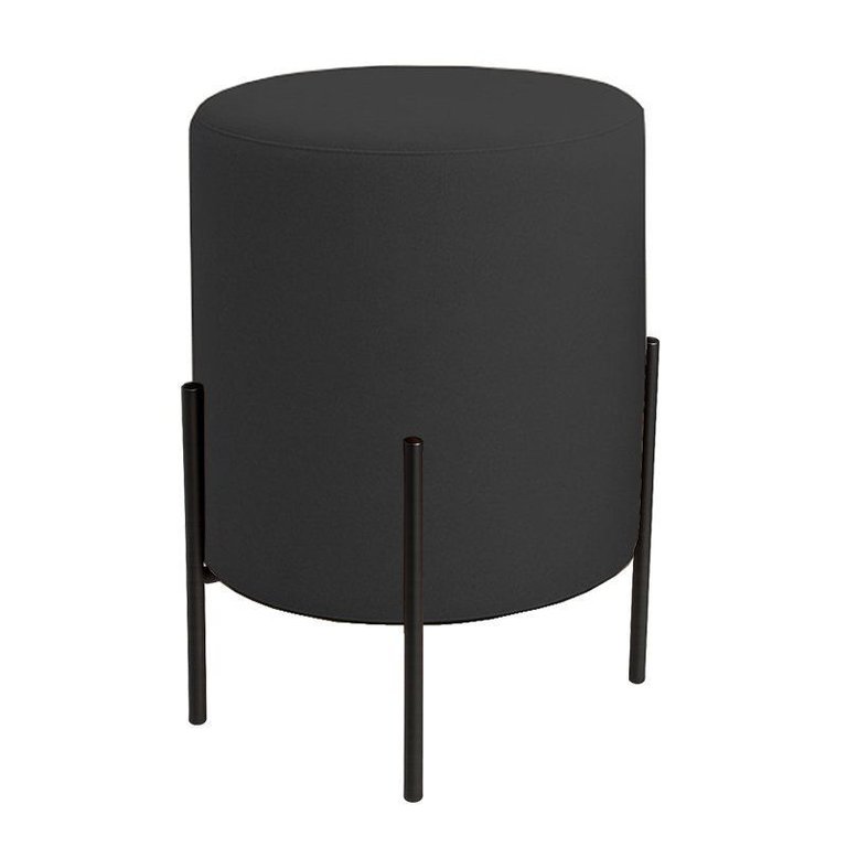 Puff Orgânico Boucle Thor com Pés de Ferro Preto - 7 Decor Preto