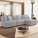Ver imagem 1 de Sofá 3 Lugares com Chaise Direito Sala Living 248cm Arlo F04 Veludo Cinza - Lyam Decor