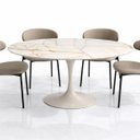Ver imagem 4 de Mesa de Jantar Saarinen Oval 244x137 Cm Calacata Marmorizada Gelo Branco