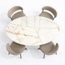 Ver imagem 5 de Mesa de Jantar Saarinen Oval 244x137 Cm Calacata Marmorizada Gelo Branco