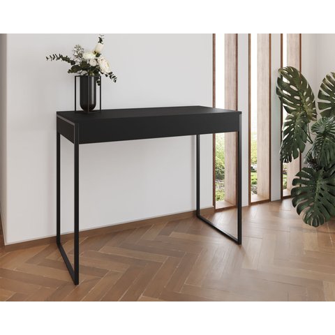 Aparador Industrial Califórnia 137x40 Ferro Preto Tampo Preto