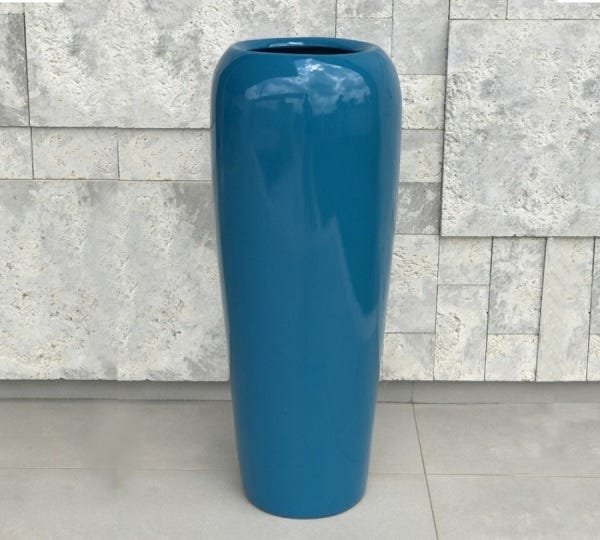 Vaso de Fibra de Vidro Estilo Vietnamita Azul Turquesa 76x29 cm - 2