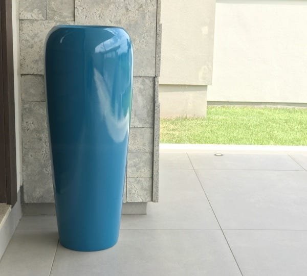 Vaso de Fibra de Vidro Estilo Vietnamita Azul Turquesa 76x29 cm - 3