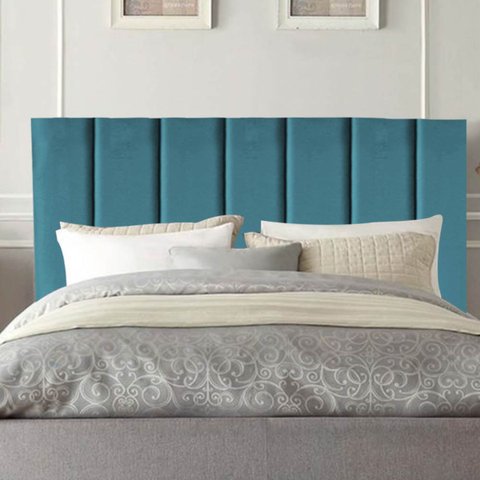 Cabeceira Cama Casal Queen Size 160 Cm Eloá Suede e Frame:azul Turquesa
