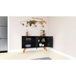 Aparador Preto Buffet Cantinho Do Café 2 Portas 2 Nicho AJL STORE - 1