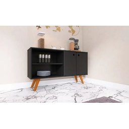 Aparador Preto Buffet Cantinho Do Café 2 Portas 2 Nicho AJL STORE - 4