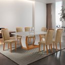 Ver imagem 2 de Mesa de Jantar Milena 180cm Tampo MDF Vidro Canto Copo com 6 Cadeiras Aline