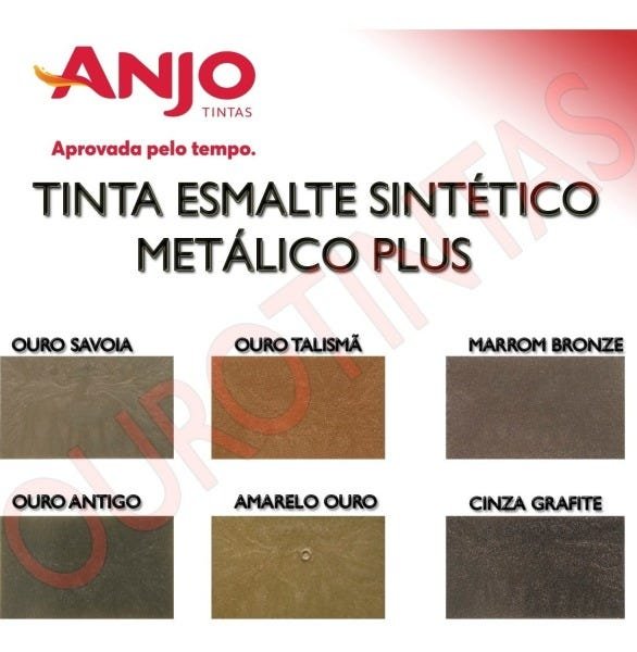 Tinta Amarelo Ouro Esmalte Sintético Metalic Plus 900Ml Anjo - 2