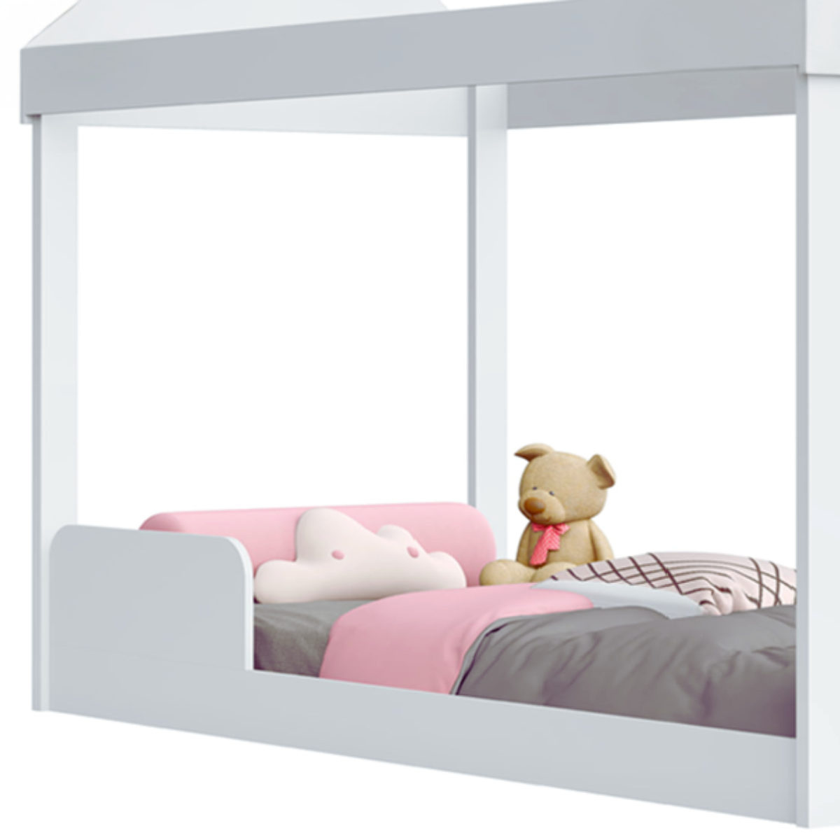 Cama Casa Castelo Mdf Infantil Quarto Menina Segura Durável:branco - 3