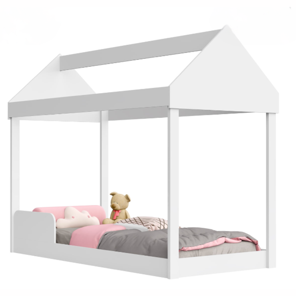 Cama Casa Castelo Mdf Infantil Quarto Menina Segura Durável:branco - 2