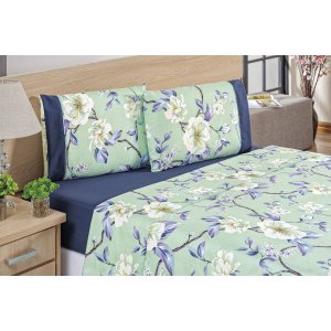 Jogo de Lençol Naturale Casal King 04 peças Micropercal 200 Fios - Flower