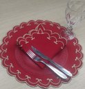 Ver imagem 1 de Jogo Americano Sousplat Bordado 6 Lugares Completo -Vermelho