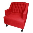 Ver imagem 2 de Poltronas Decorativa Pés Luis XV Gênises Encosto Estilo Capitonê Suede Vermelho - DS Estofados