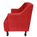 Ver imagem 4 de Poltronas Decorativa Pés Luis XV Gênises Encosto Estilo Capitonê Suede Vermelho - DS Estofados